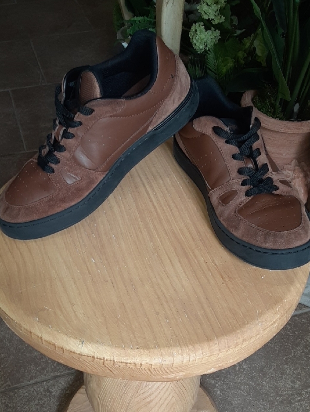 Coach Men's Clip Court Leather Suede Low Top Sneakers Saddle Brown Black 8.5D - Picture 7 of 13
